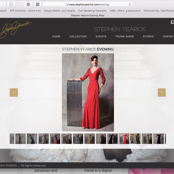 Stephen Yearick Red Formal Evening Dress, Red Beaded, V-neck, Long Sleeves - Picture 4 of 4